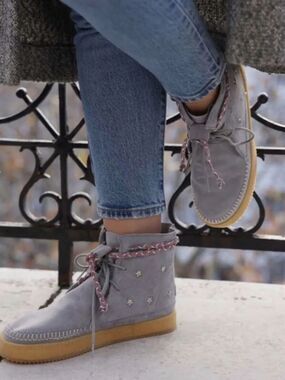 Free People Laidback London Argo Ankle Suede Stars Boots Moccasins 42 NEW